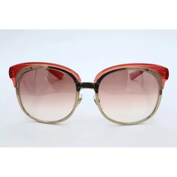 Authentic Gucci GG 4241/S EYUF5 Gold/Red Oval Sunglasses Pink Lenses 56mm